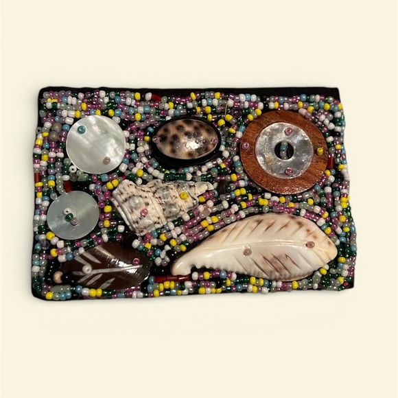 Multicolor Beaded Shell Wallet - Picture 1 of 3